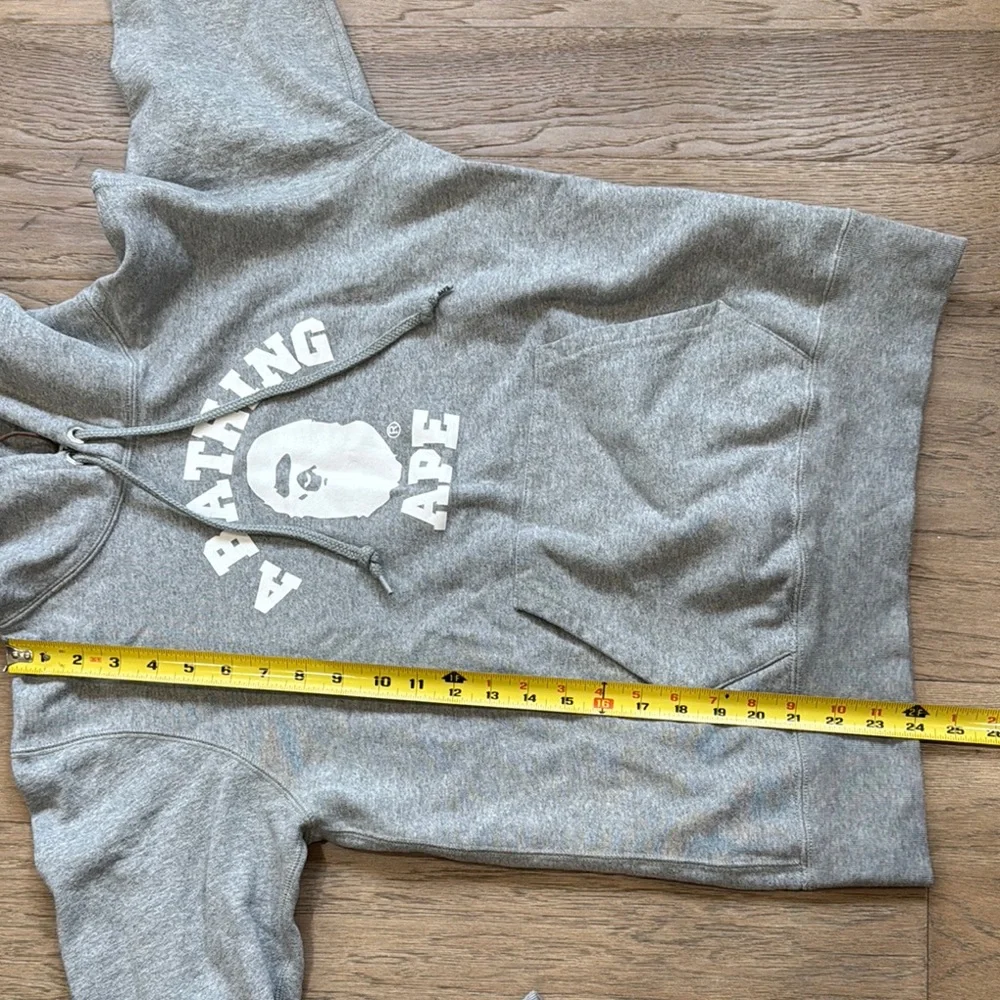 Bape Gray Sweatshirt Hoodie College Grey Logo Size Medium - Picture 10 of 14